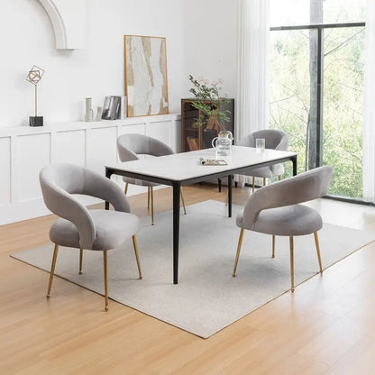 SEYNAR Mid Century Modern Velvet Upolstered Open-Back Dining Chair Set of 4