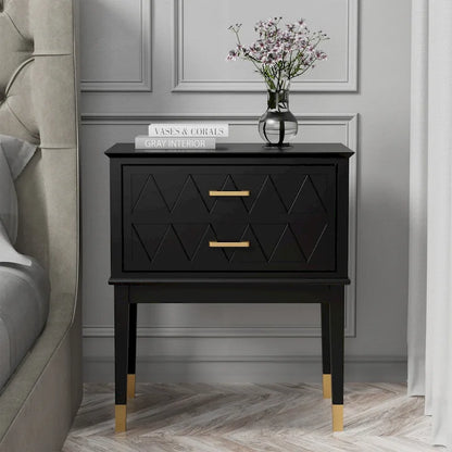 End Table with Storage Drawer Tall Nightstand Side Table Wooden Legs Bedside Night Table Storage in Bedroom and Living Room