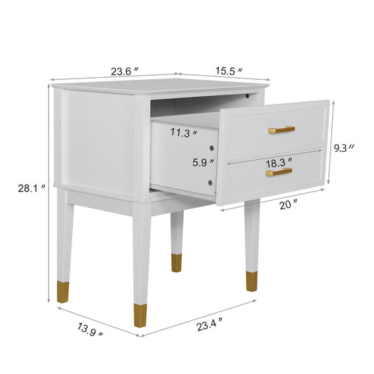 End Table with Storage Drawer Tall Nightstand Side Table Wooden Legs Bedside Night Table Storage in Bedroom and Living Room
