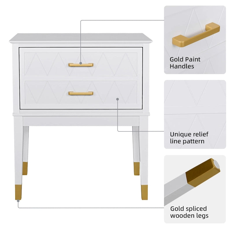 End Table with Storage Drawer Tall Nightstand Side Table Wooden Legs Bedside Night Table Storage in Bedroom and Living Room