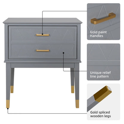 End Table with Storage Drawer Tall Nightstand Side Table Wooden Legs Bedside Night Table Storage in Bedroom and Living Room