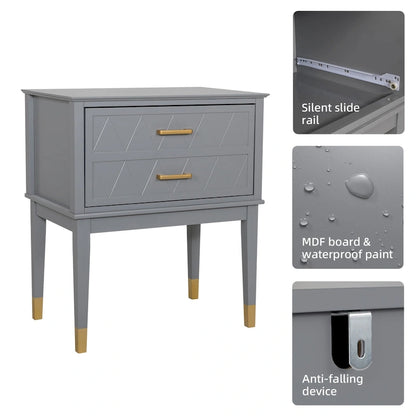 End Table with Storage Drawer Tall Nightstand Side Table Wooden Legs Bedside Night Table Storage in Bedroom and Living Room