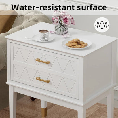 End Table with Storage Drawer Tall Nightstand Side Table Wooden Legs Bedside Night Table Storage in Bedroom and Living Room