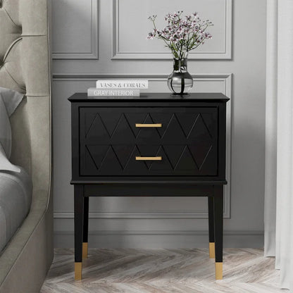 End Table with Storage Drawer Tall Nightstand Side Table Wooden Legs Bedside Night Table Storage in Bedroom and Living Room
