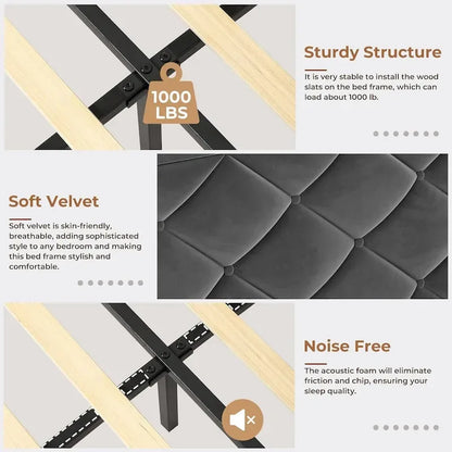 LED Bed Frame with 51.2  Tall Headboard Charging Station