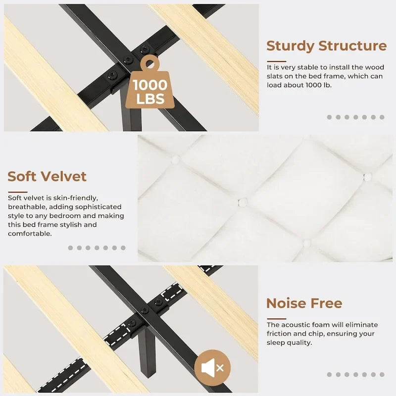 LED Bed Frame with 51.2  Tall Headboard Charging Station