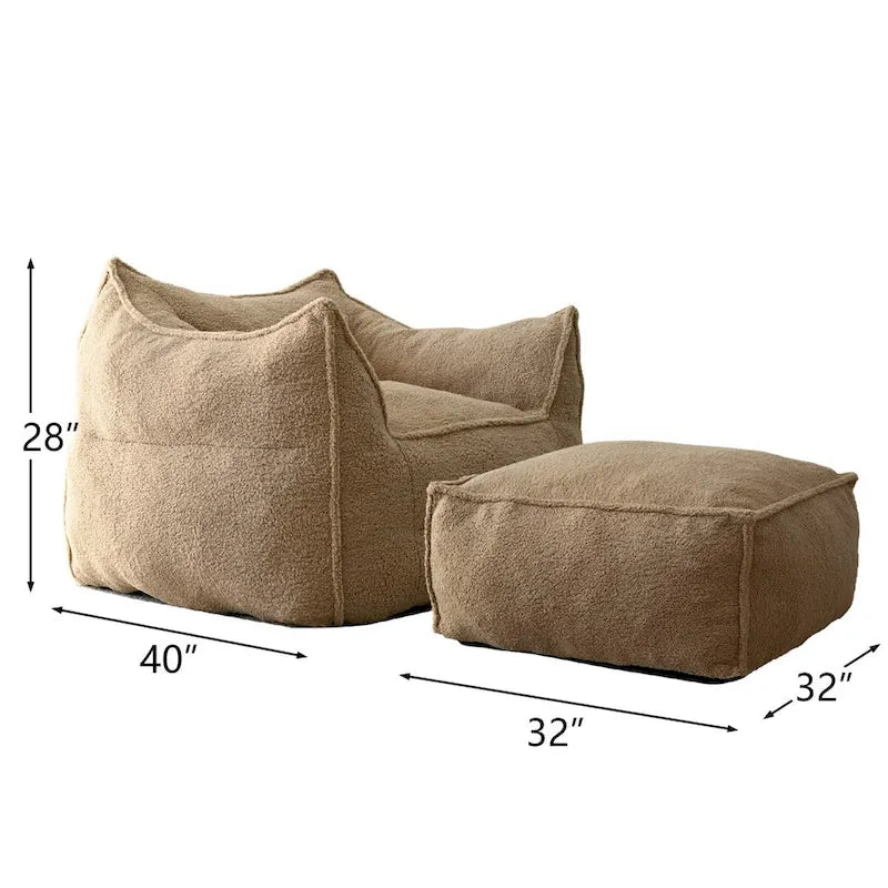 Lazy Sofa Chair Bean Bag Chair Sofa with Ottoman