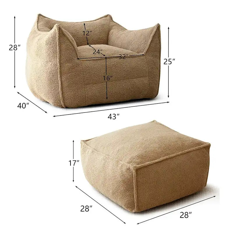 Lazy Sofa Chair Bean Bag Chair Sofa with Ottoman
