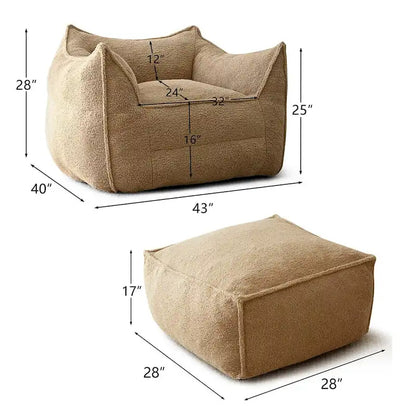 Lazy Sofa Chair Bean Bag Chair Sofa with Ottoman