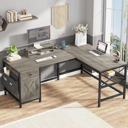 L Shaped Computer Desk Drawer Power Strip Storage Cabinet Storage Bag