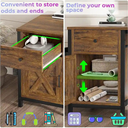 L Shaped Computer Desk Drawer Power Strip Storage Cabinet Storage Bag