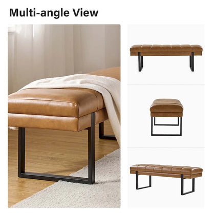 Laurens Modern 52.5  Channel Tufted Bench with Mental Legs by HULALA HOME