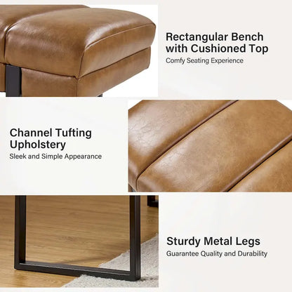 Laurens Modern 52.5  Channel Tufted Bench with Mental Legs by HULALA HOME