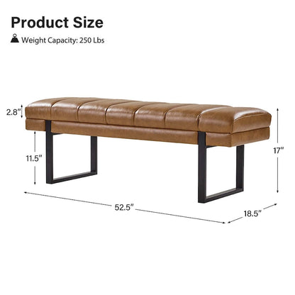 Laurens Modern 52.5  Channel Tufted Bench with Mental Legs by HULALA HOME