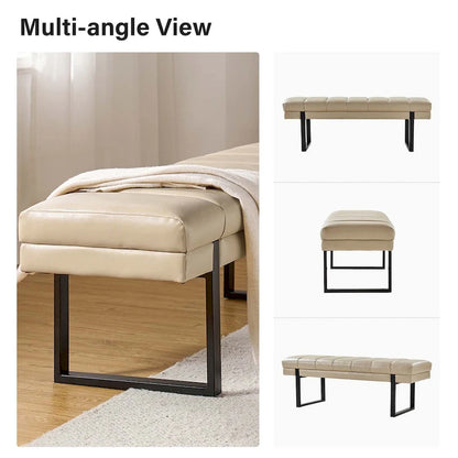 Laurens Modern 52.5  Channel Tufted Bench with Mental Legs by HULALA HOME