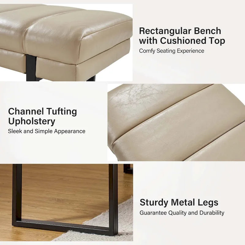 Laurens Modern 52.5  Channel Tufted Bench with Mental Legs by HULALA HOME