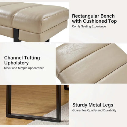 Laurens Modern 52.5  Channel Tufted Bench with Mental Legs by HULALA HOME