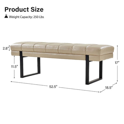 Laurens Modern 52.5  Channel Tufted Bench with Mental Legs by HULALA HOME