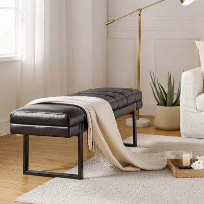 Laurens Modern 52.5  Channel Tufted Bench with Mental Legs by HULALA HOME