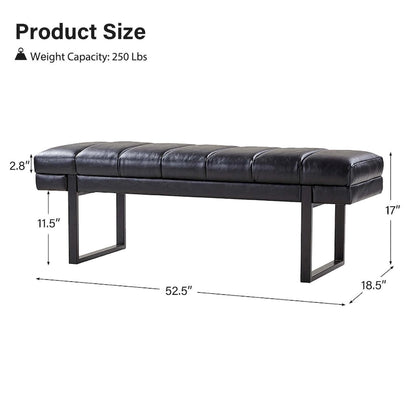 Laurens Modern 52.5  Channel Tufted Bench with Mental Legs by HULALA HOME