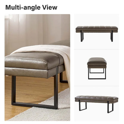 Laurens Modern 52.5  Channel Tufted Bench with Mental Legs by HULALA HOME