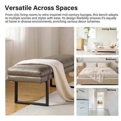 Laurens Modern 52.5  Channel Tufted Bench with Mental Legs by HULALA HOME