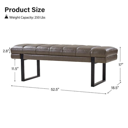 Laurens Modern 52.5  Channel Tufted Bench with Mental Legs by HULALA HOME