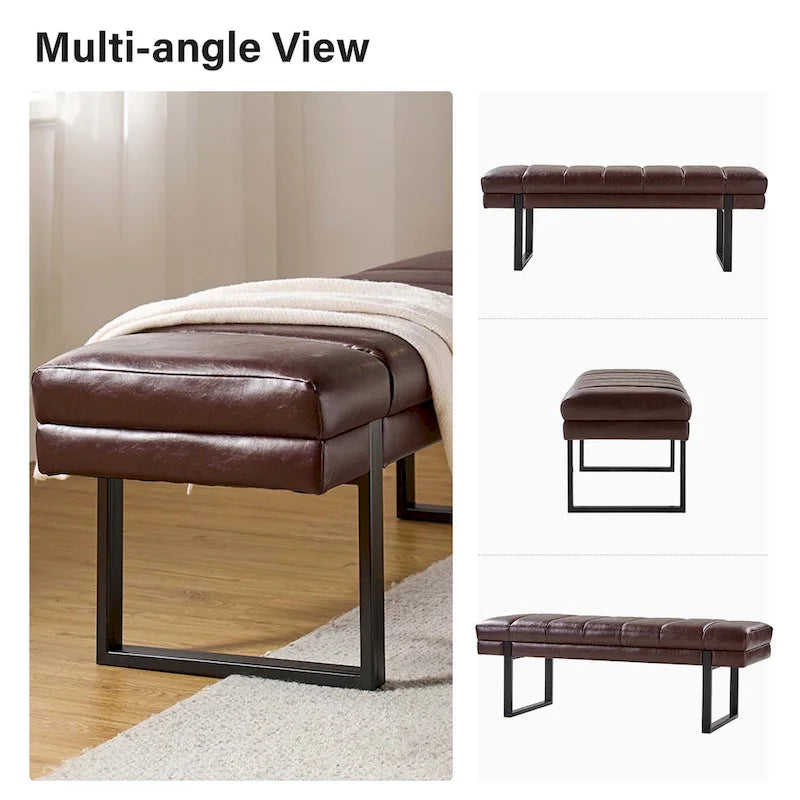 Laurens Modern 52.5  Channel Tufted Bench with Mental Legs by HULALA HOME