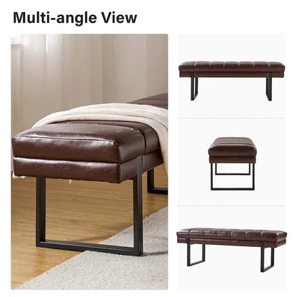 Laurens Modern 52.5  Channel Tufted Bench with Mental Legs by HULALA HOME