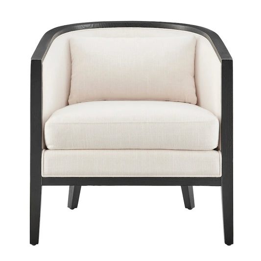 Tillman Linen Accent Arm Chair with Rattan
