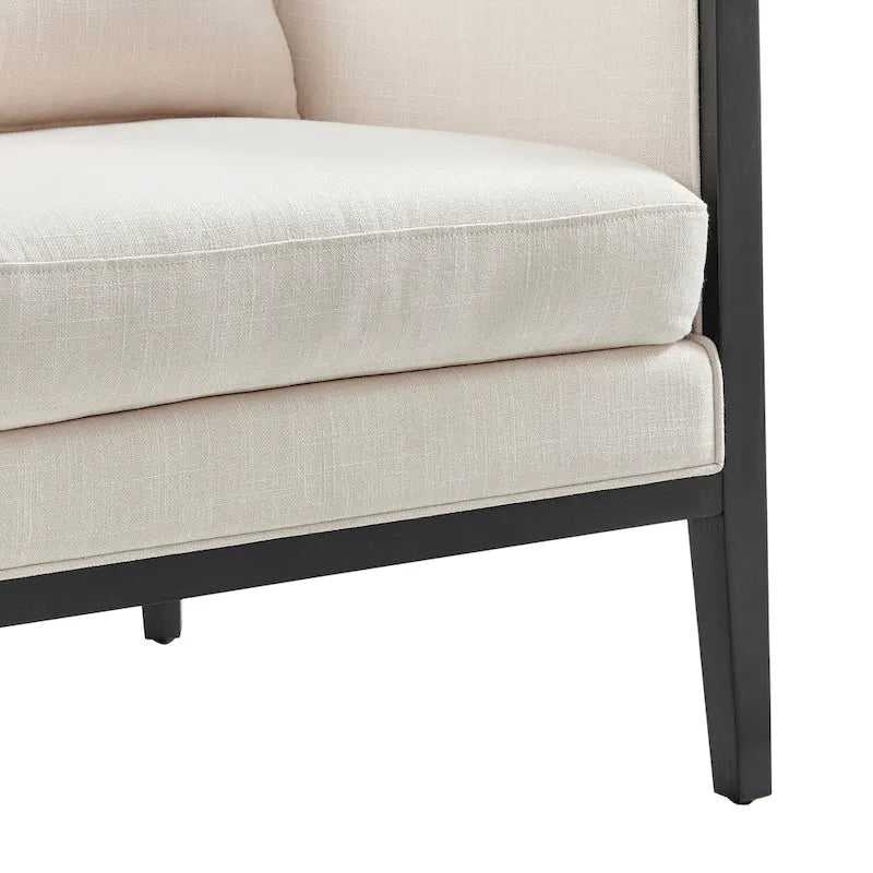 Tillman Linen Accent Arm Chair with Rattan