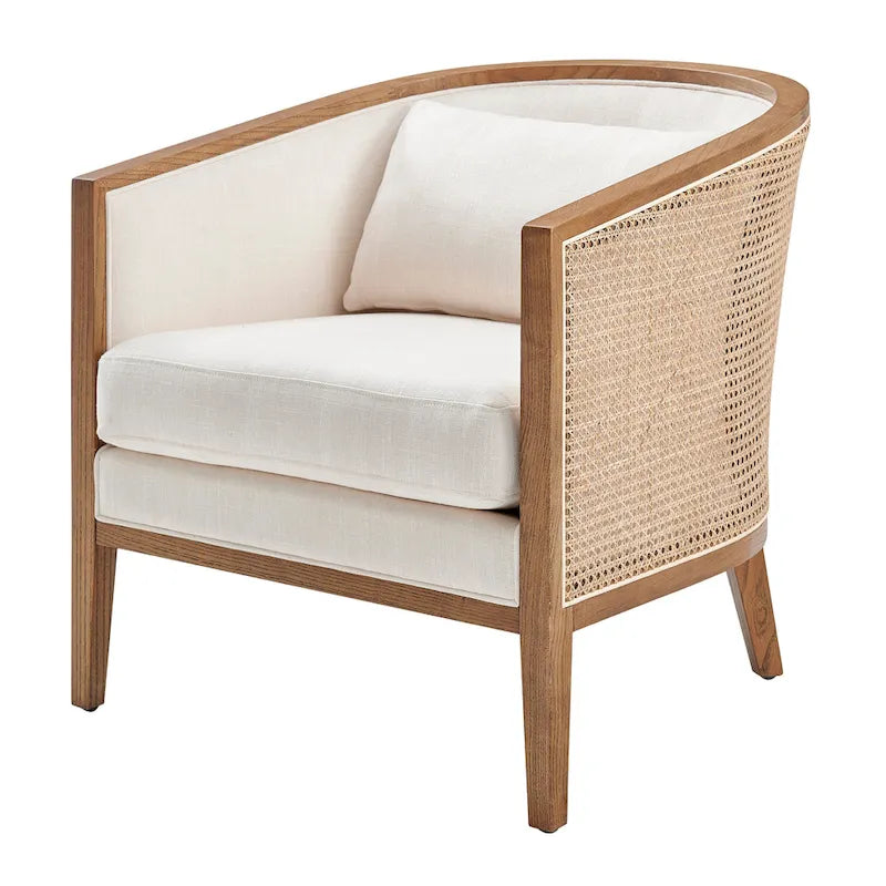 Tillman Linen Accent Arm Chair with Rattan