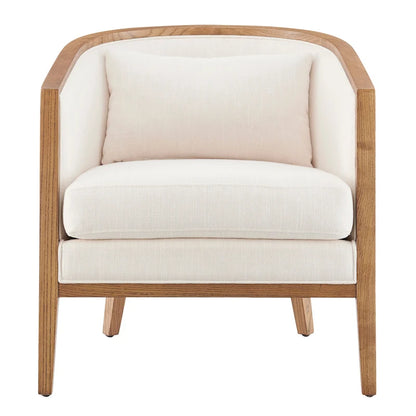 Tillman Linen Accent Arm Chair with Rattan