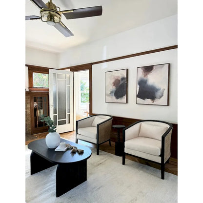 Tillman Linen Accent Arm Chair with Rattan