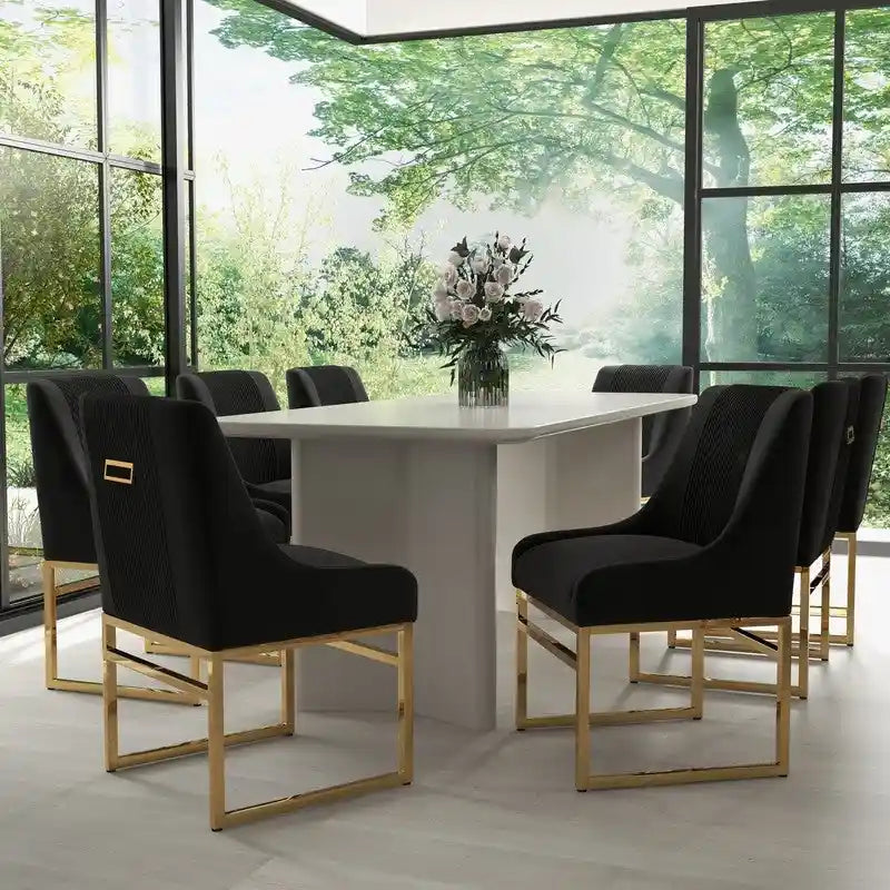 SEYNAR Contempoary Velvet Dining Chair with Metal Frame Legs, set of 8