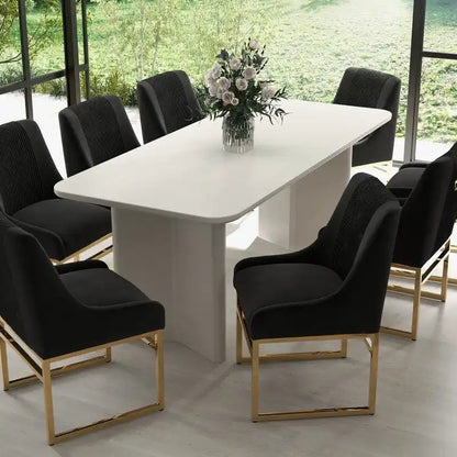 SEYNAR Contempoary Velvet Dining Chair with Metal Frame Legs, set of 8