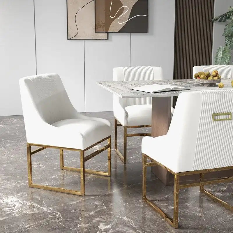 SEYNAR Contempoary Velvet Dining Chair with Metal Frame Legs, set of 8