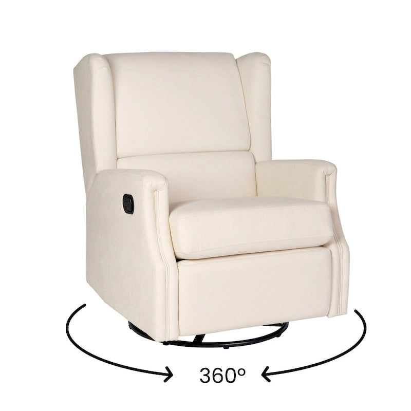 Wingback Manual Rocking Glider Recliner Chair with 360 Swivel