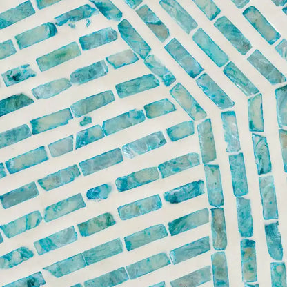 Draven Modern Bohemian White and Blue Mother of Pearl End Table