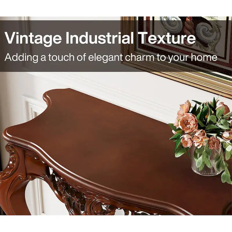 Elegant Carved Design Two-Tier Console Table for Living Room Entryway