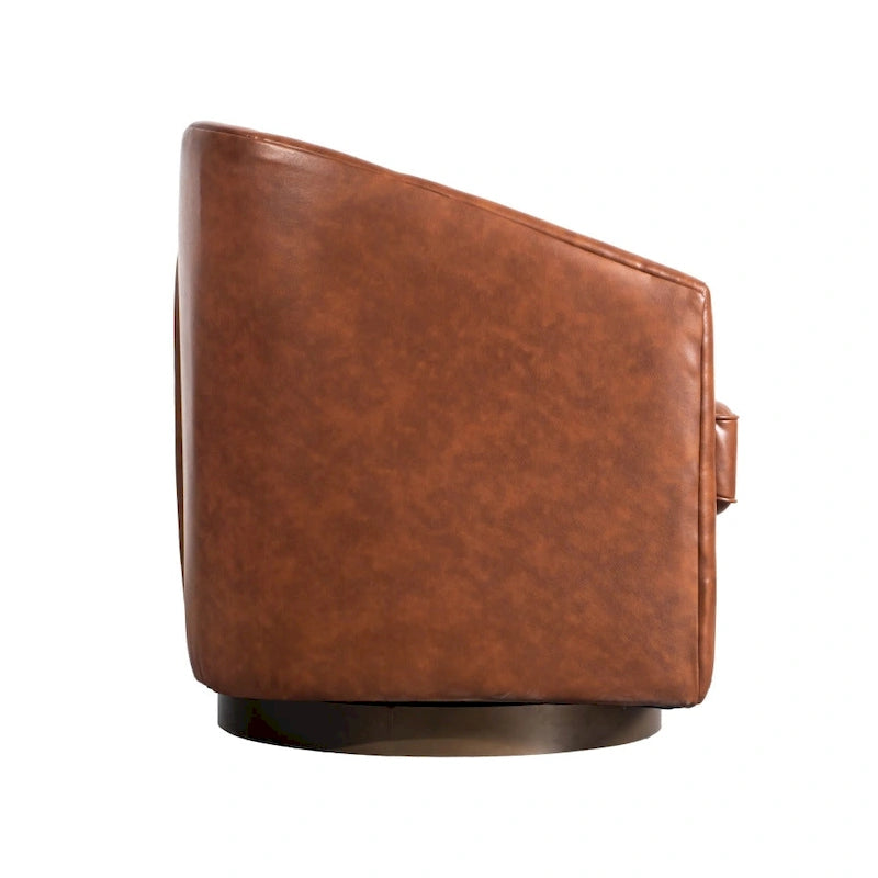 Barrel Accent Chair with 360 Swivel Vinyl Wrapped Base