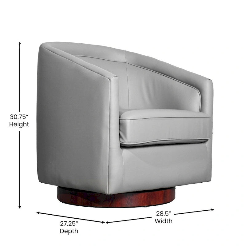 Barrel Accent Chair with 360 Swivel Vinyl Wrapped Base