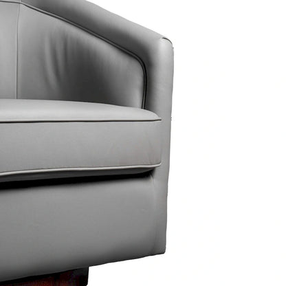 Barrel Accent Chair with 360 Swivel Vinyl Wrapped Base