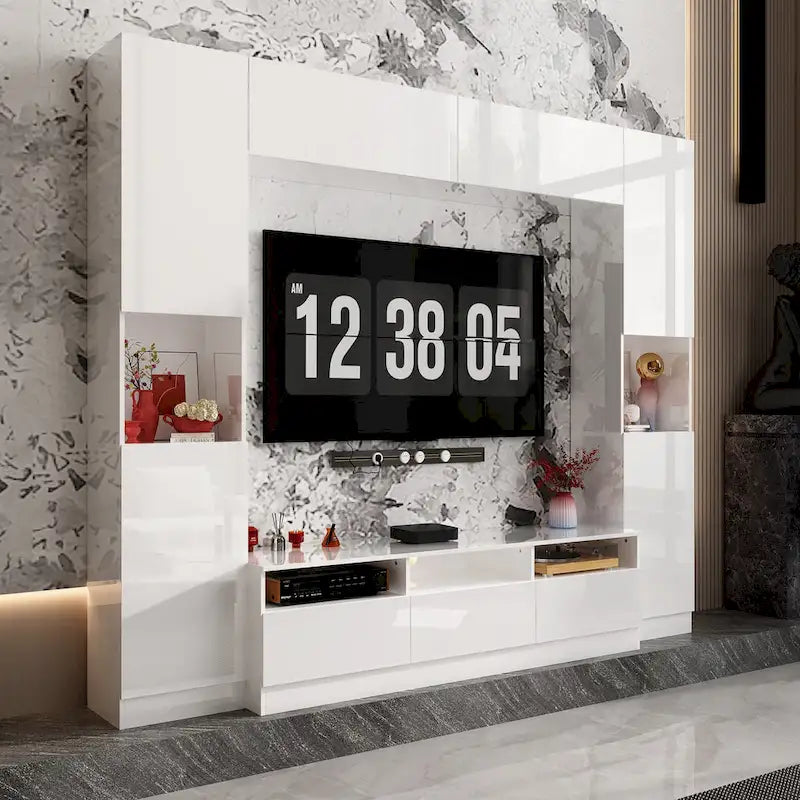 Glossy Entertainment Center TV Media Center Wall Storage Cabinet - 94.5 X78.7 