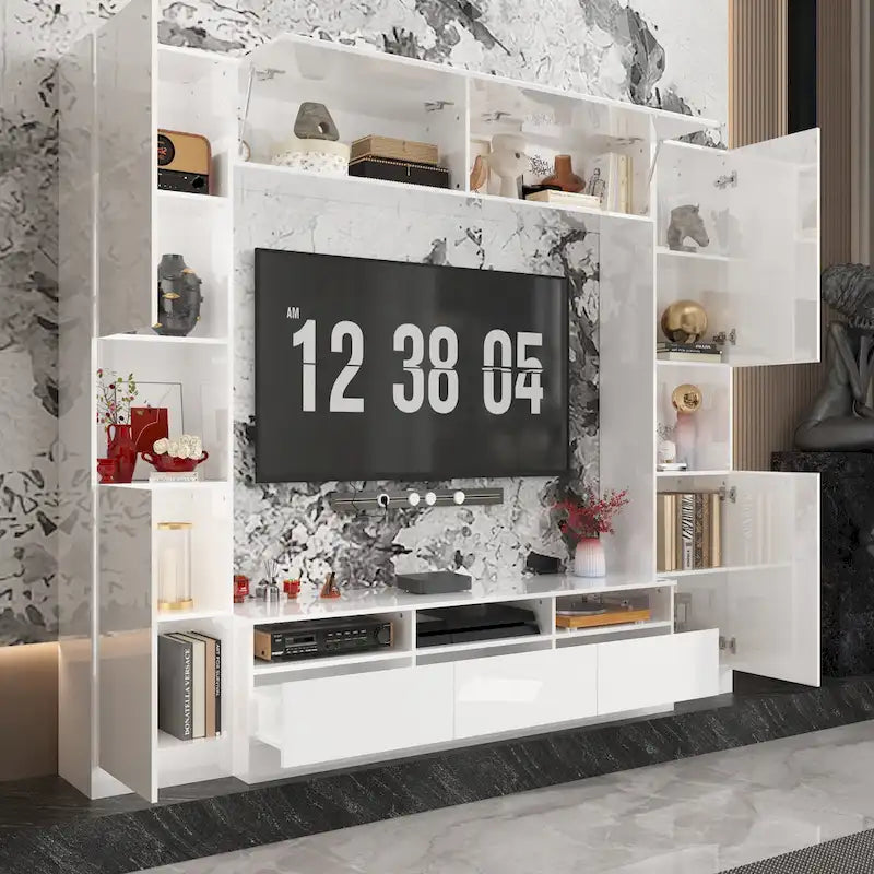 Glossy Entertainment Center TV Media Center Wall Storage Cabinet - 94.5 X78.7