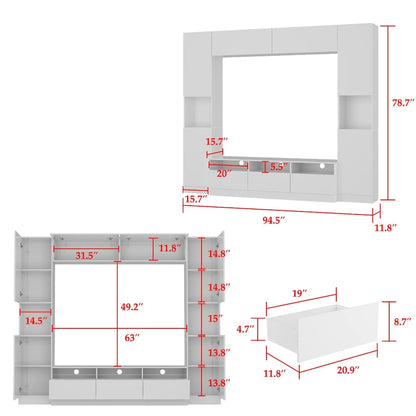 Glossy Entertainment Center TV Media Center Wall Storage Cabinet - 94.5 X78.7