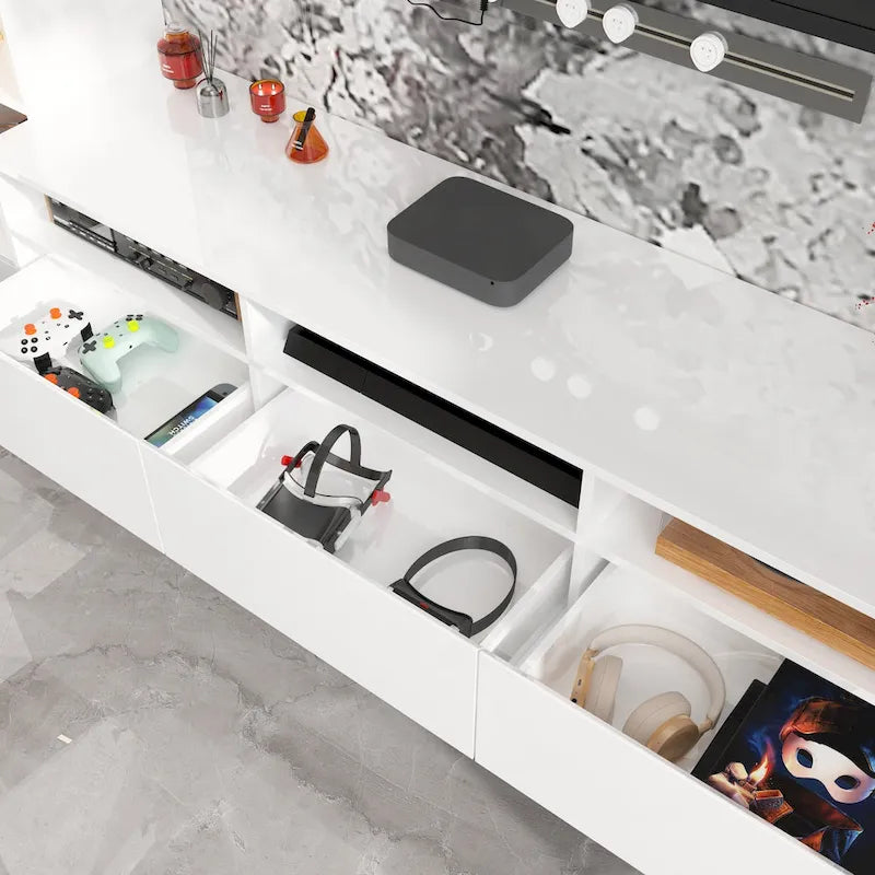 Glossy Entertainment Center TV Media Center Wall Storage Cabinet - 94.5 X78.7