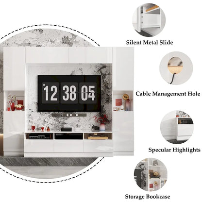 Glossy Entertainment Center TV Media Center Wall Storage Cabinet - 94.5 X78.7