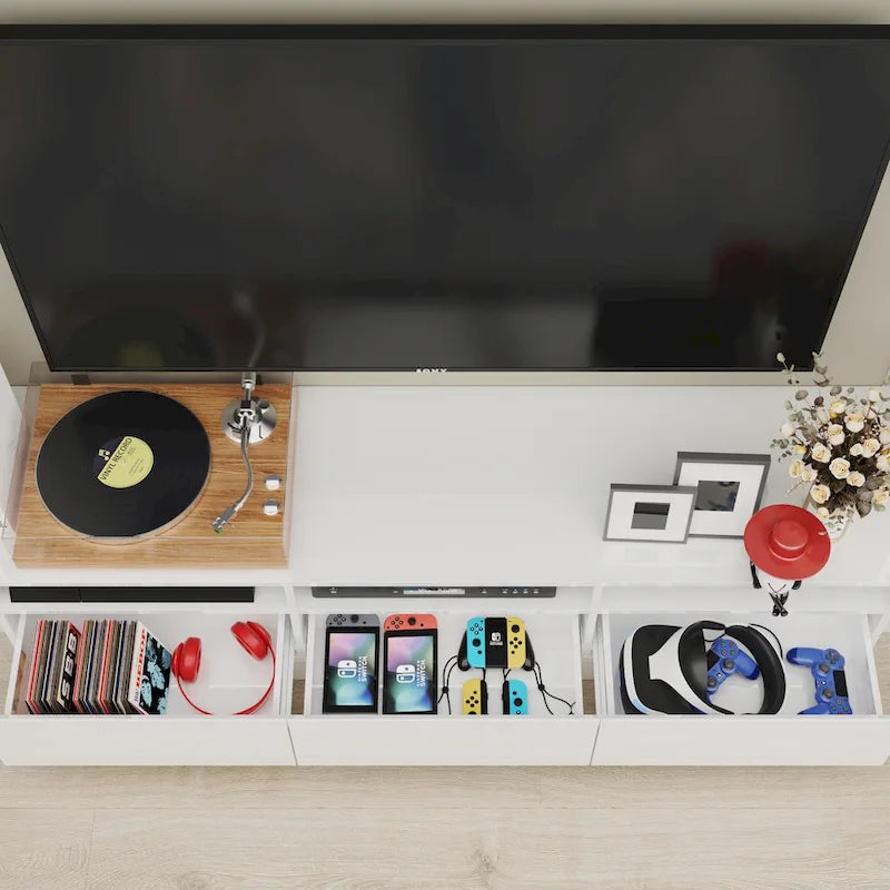 Glossy Entertainment Center TV Media Center Wall Storage Cabinet - 94.5 X78.7