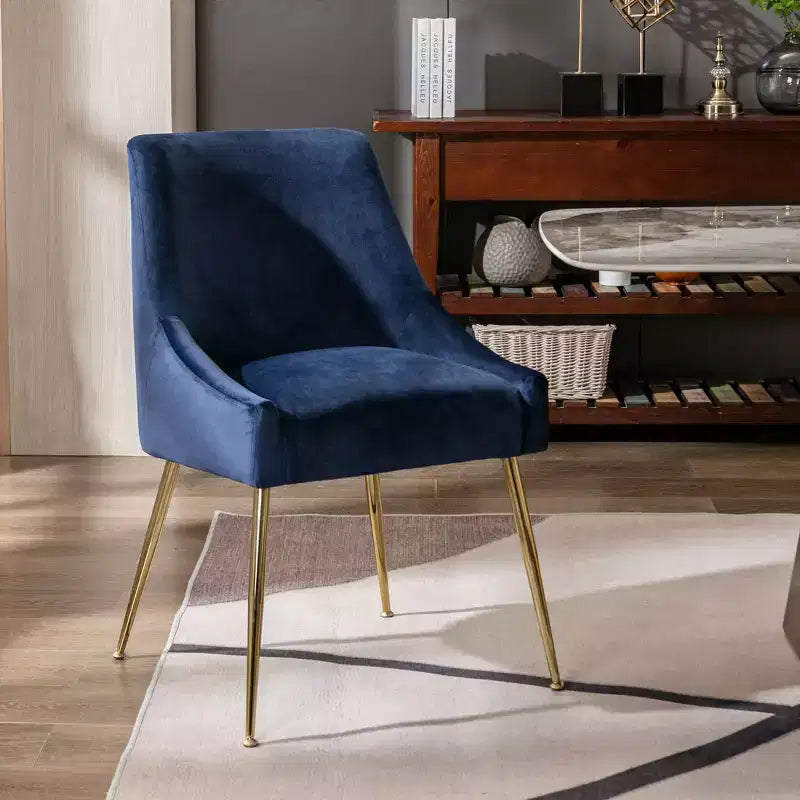 WestinTrends Sedia occasionale imbottita in velluto Performance con gambe in metallo
